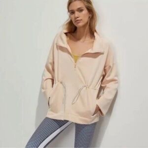 Anthropologie SATURDAY SUNDAY Quarter Zip Cinch Waist Pullover Blush Pink Sz M